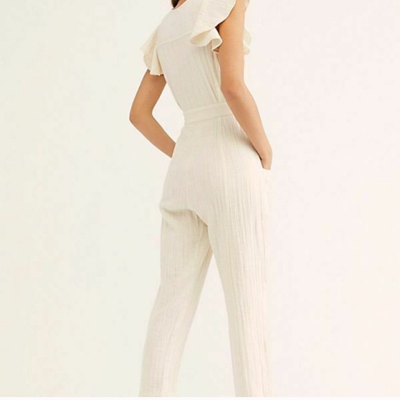 Free People Ecru Ruffle Jumpsuit - Picture 4 of 7